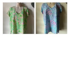 Two Lilly Pulitzer Etta v neck tees L